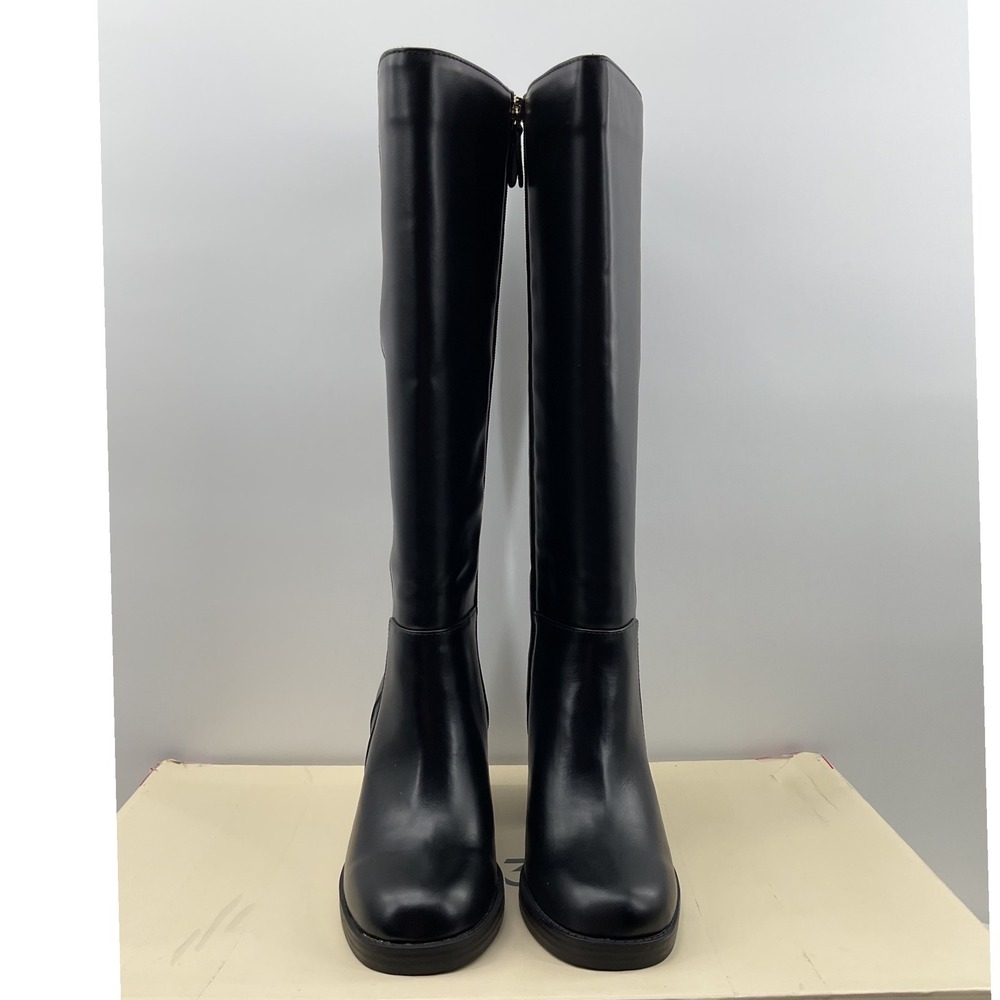 On 34th Priscilla Black Tall Knee High Block Heel Boots 7.5M F43372